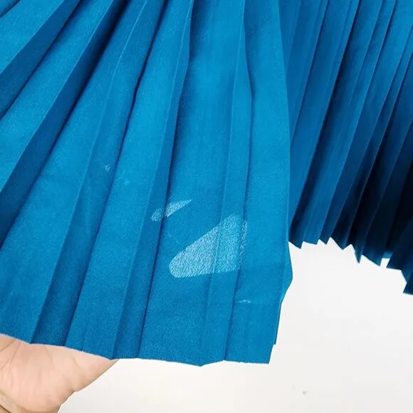 J.Crew Factory Teal Blue Pleated Mini Skirt Flare Flowy Zippered Women's Size 14