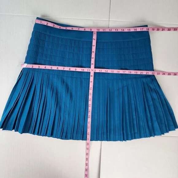 J.Crew Factory Teal Blue Pleated Mini Skirt Flare Flowy Zippered Women's Size 14