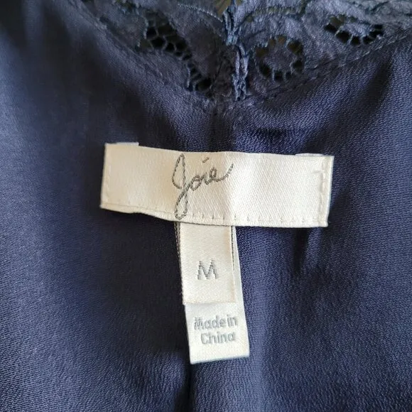Joie Rori Cotton Blend Navy Blue Sleeveless Lace Mini Dress