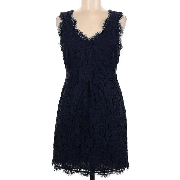 Joie Rori Cotton Blend Navy Blue Sleeveless Lace Mini Dress