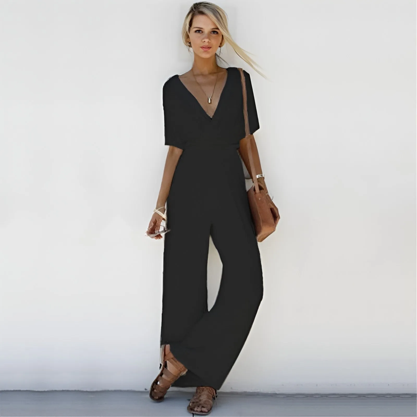 Jolijn Boho Jumpsuit Tiefer V-Ausschnitt