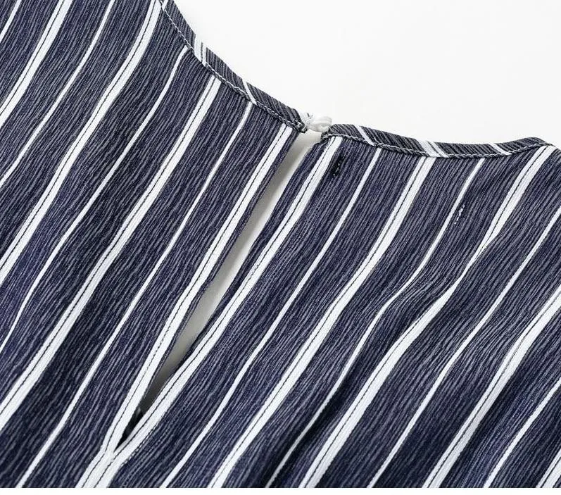 Joyful Me Stripe Jumpsuit - Navy Blue