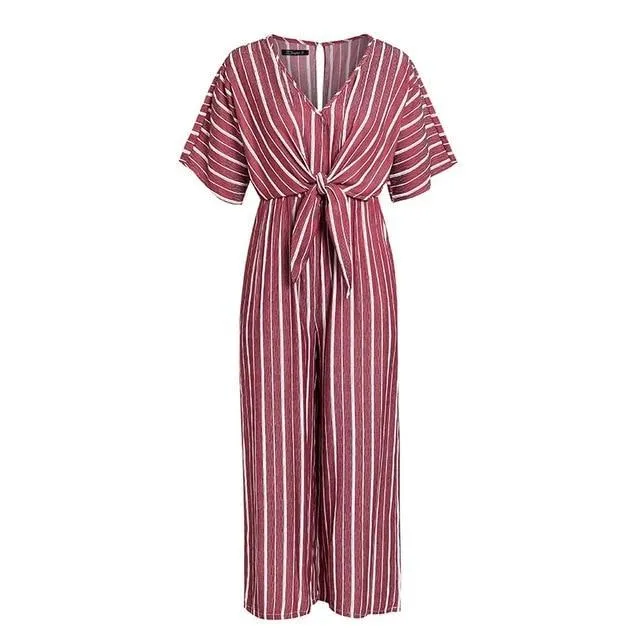 Joyful Me Stripe Jumpsuit - Navy Blue