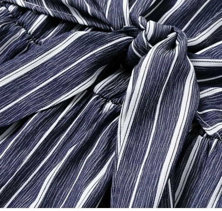 Joyful Me Stripe Jumpsuit - Navy Blue
