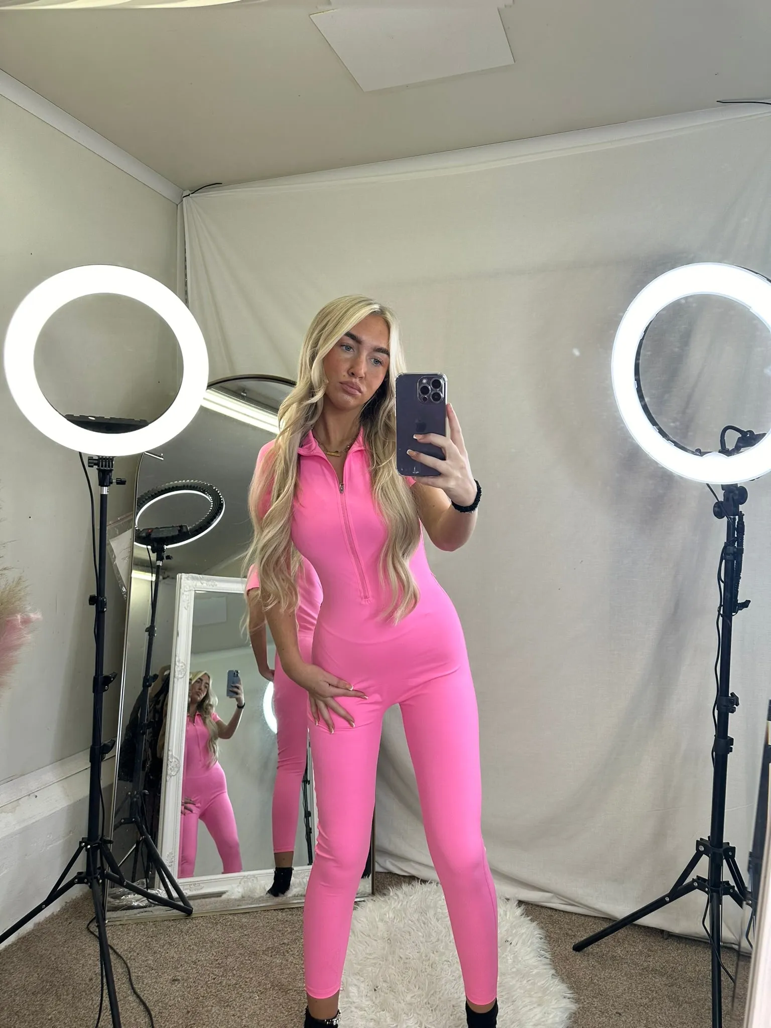 Jumpsuit zipped front long sleeved