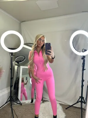 Jumpsuit zipped front long sleeved