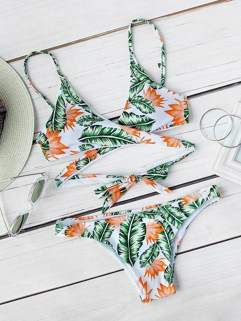Jungle Print Wrap Bikini Set