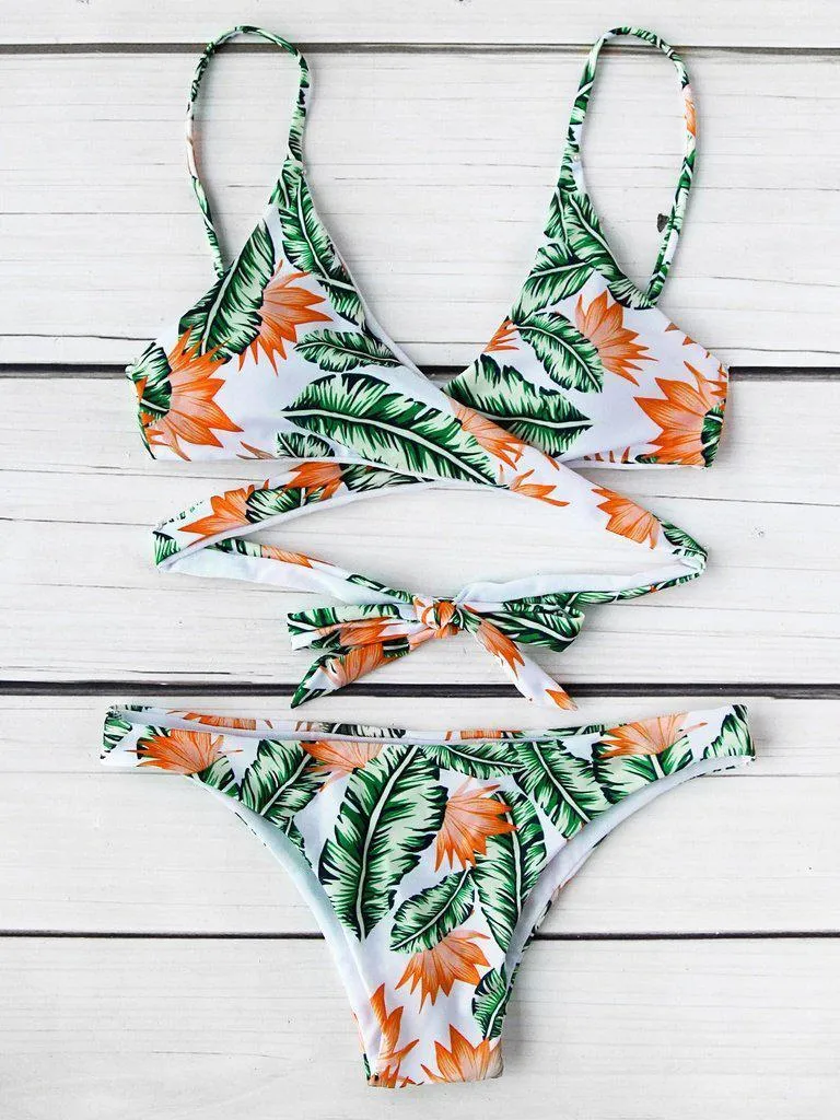 Jungle Print Wrap Bikini Set