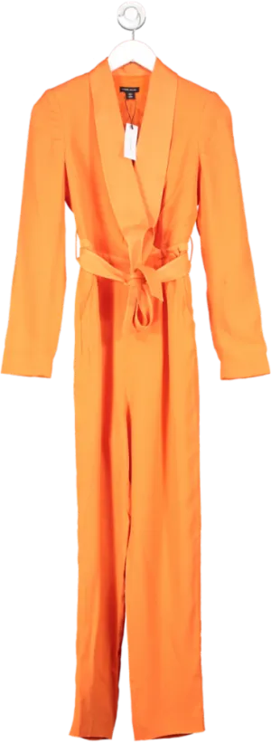 Karen Millen Orange Tuxedo Belted Wrap Jumpsuit UK 8