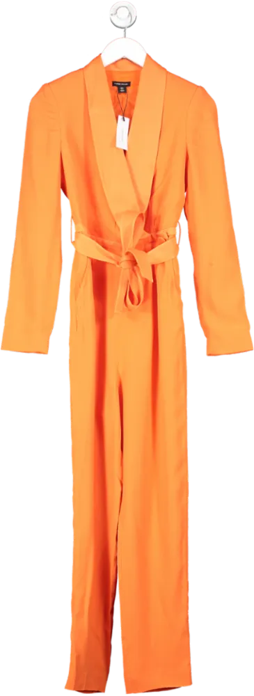 Karen Millen Orange Tuxedo Belted Wrap Jumpsuit UK 8