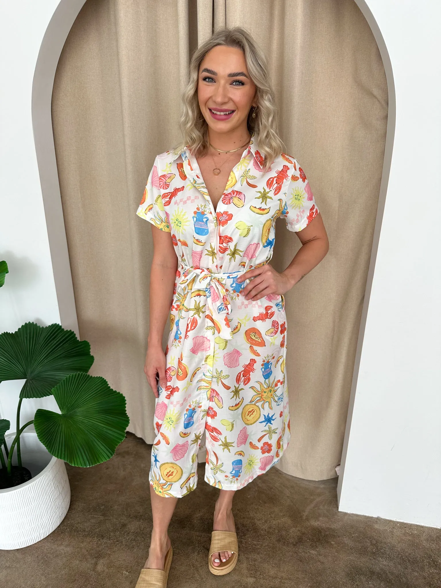 Kimberly Dress- White/Multi
