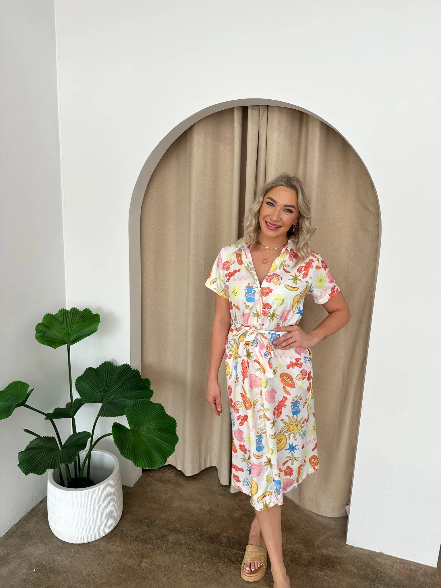 Kimberly Dress- White/Multi