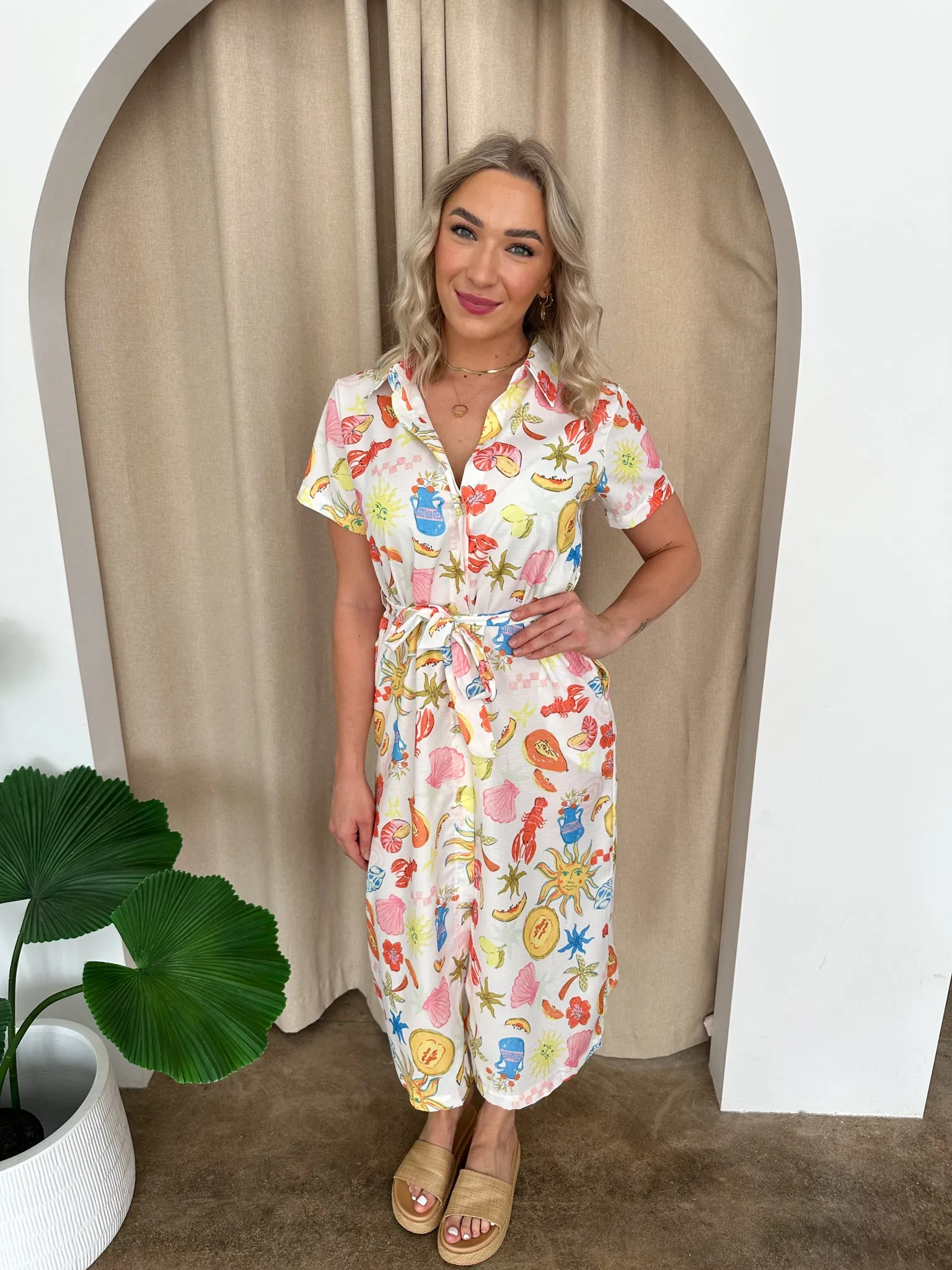 Kimberly Dress- White/Multi