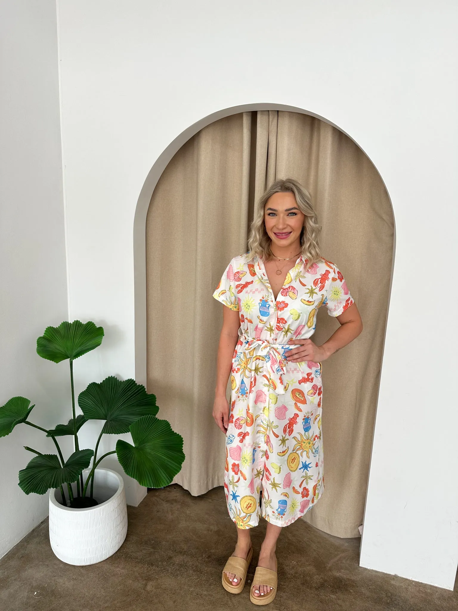 Kimberly Dress- White/Multi
