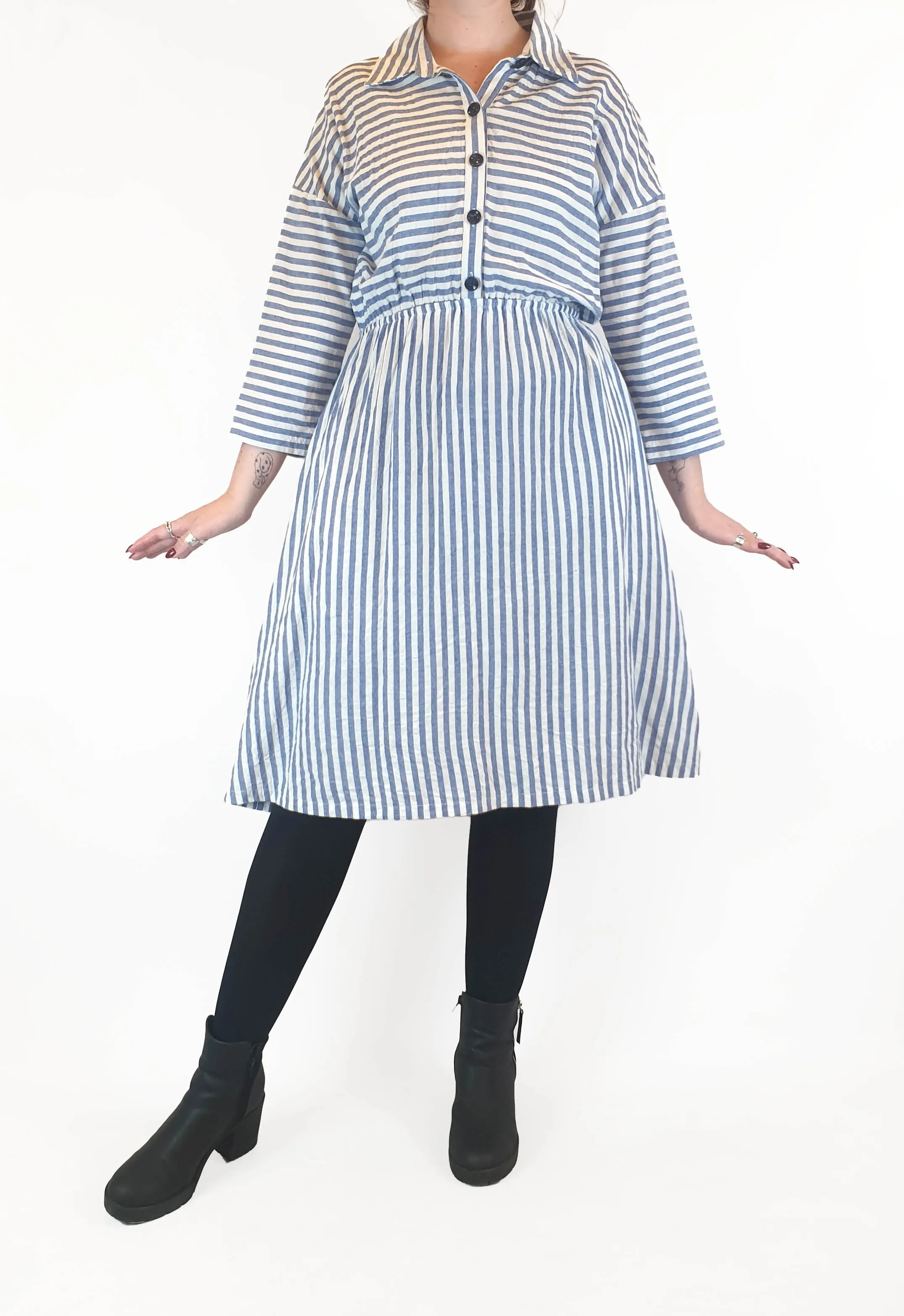 Kindling blue and white striped dress size 12