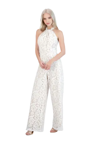 Knot Neck Halter Lace Jumpsuit
