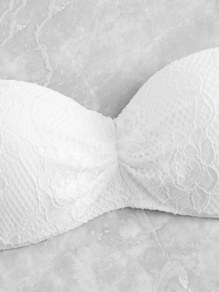 Lace Overlay Geometric Pattern Bikini Set