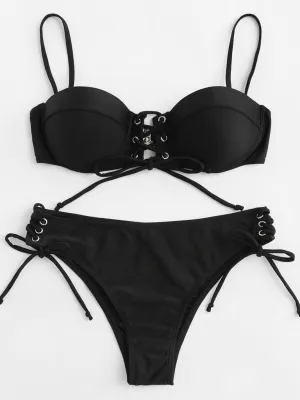 Lace Up Bikini Set