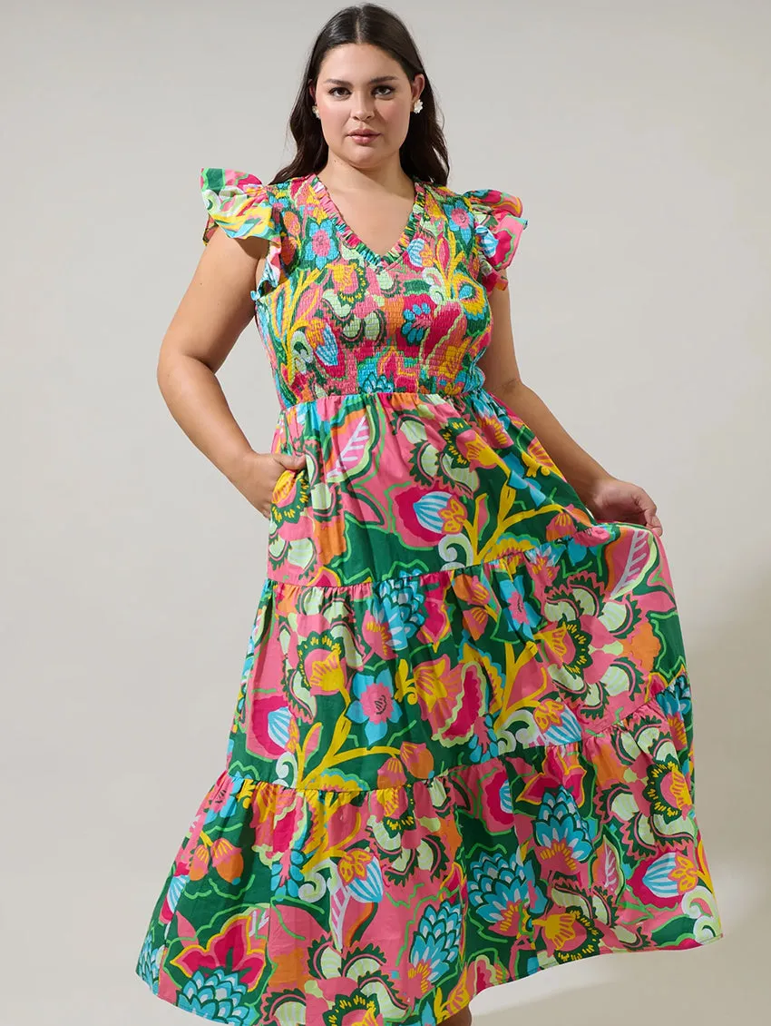 Lanai Sunfire Tiered Midi Dress