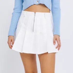 Le Lis Pleated Denim Mini Skirt