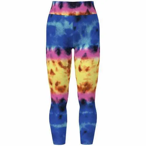 Leggings - Black Blue Pink Yellow Tie Dye