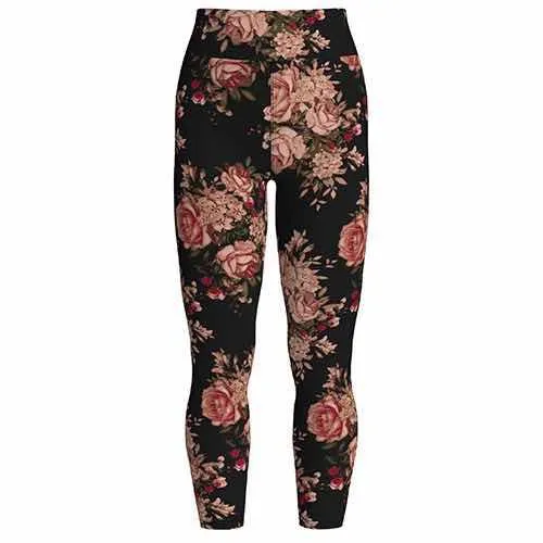 Leggings - Black Blush and Burgundy Roses