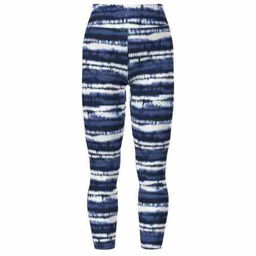Leggings - Black Navy White Tie Dye Stripe