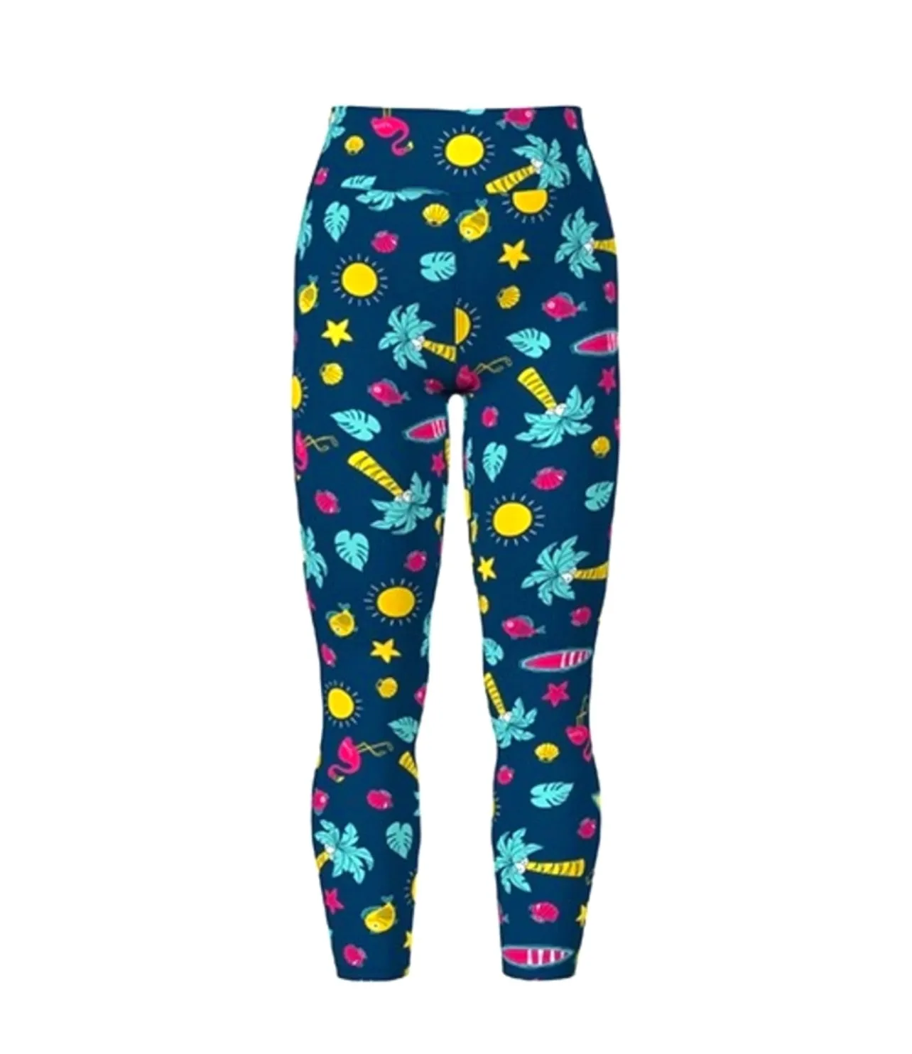 Leggings - Navy Multi Palm Beach