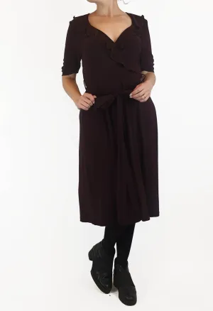 Leona Edminston deep purple faux wrap style dress size 1