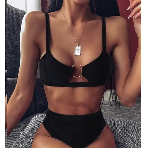 Leopard Printed Push up High Waist Swimsuit