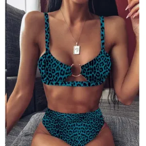 Leopard Printed Push up High Waist Swimsuit