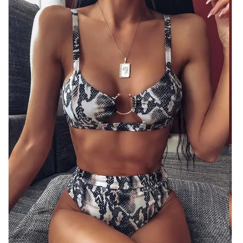 Leopard Printed Push up High Waist Swimsuit