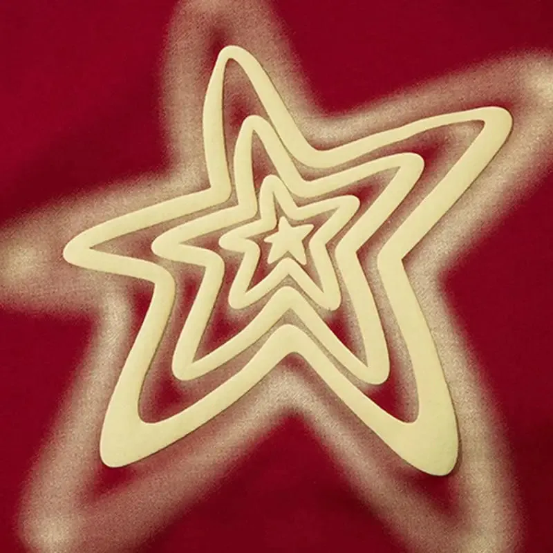 Letter Print Star Oversized Hoodie for Comfort and Style
