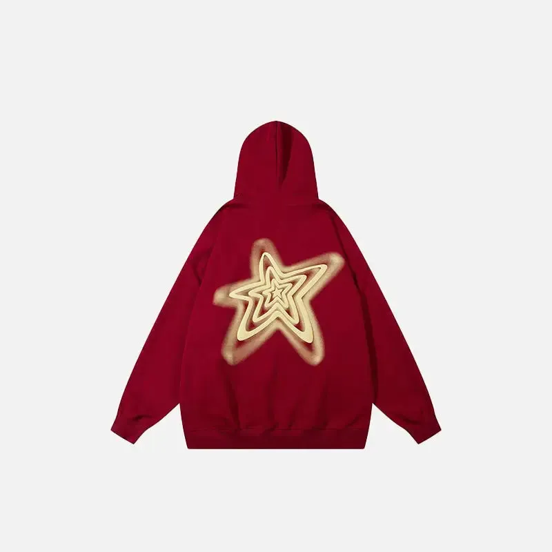 Letter Print Star Oversized Hoodie for Comfort and Style