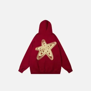 Letter Print Star Oversized Hoodie for Comfort and Style