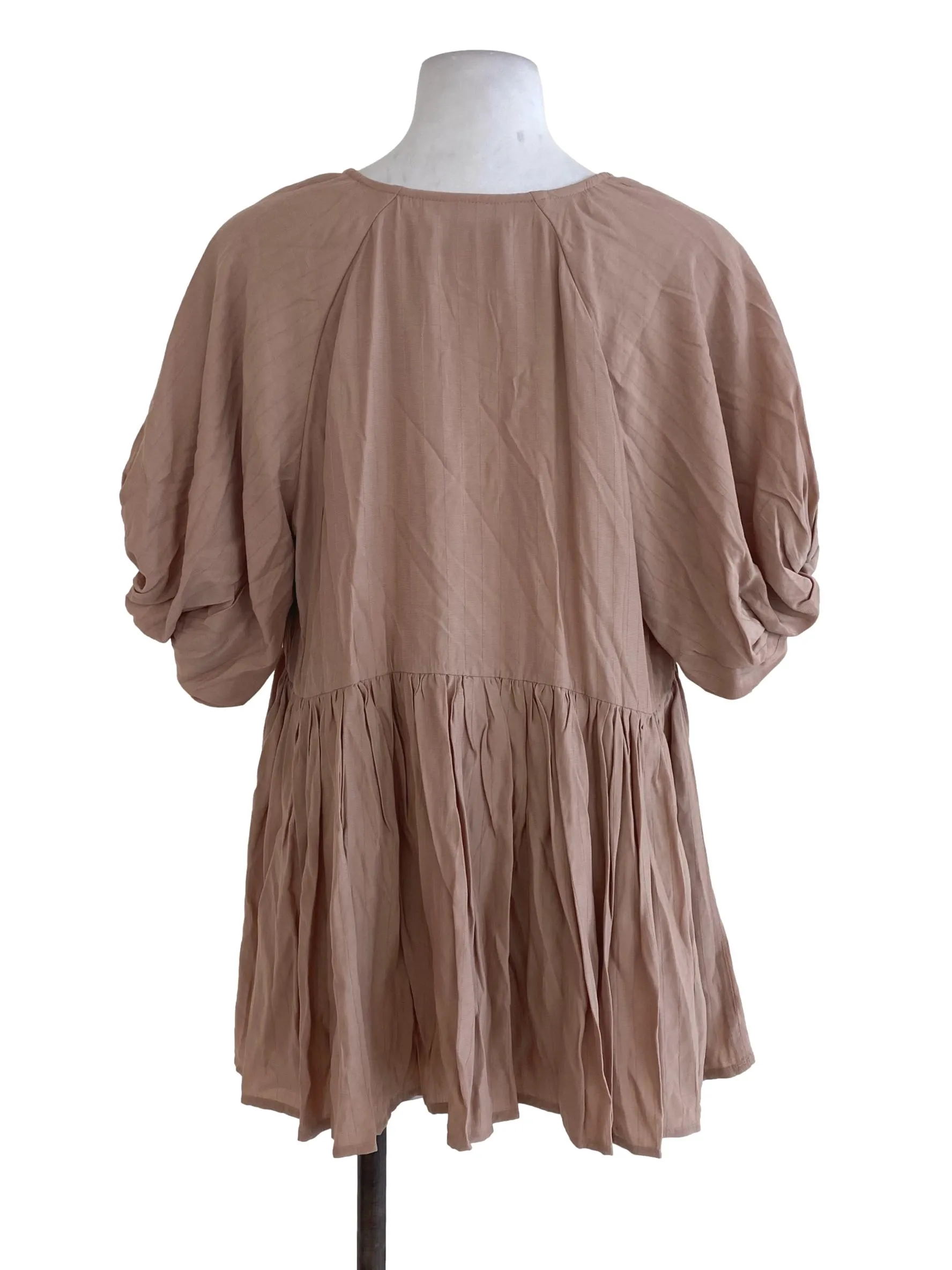 Light Brown Pleated Dress