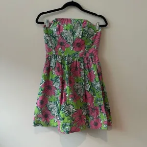 Lilly Pulitzer Women's Strapless Pleated Floral Multicolor Mini Dress Size 2