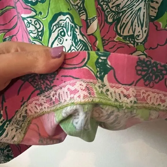 Lilly Pulitzer Women's Strapless Pleated Floral Multicolor Mini Dress Size 2
