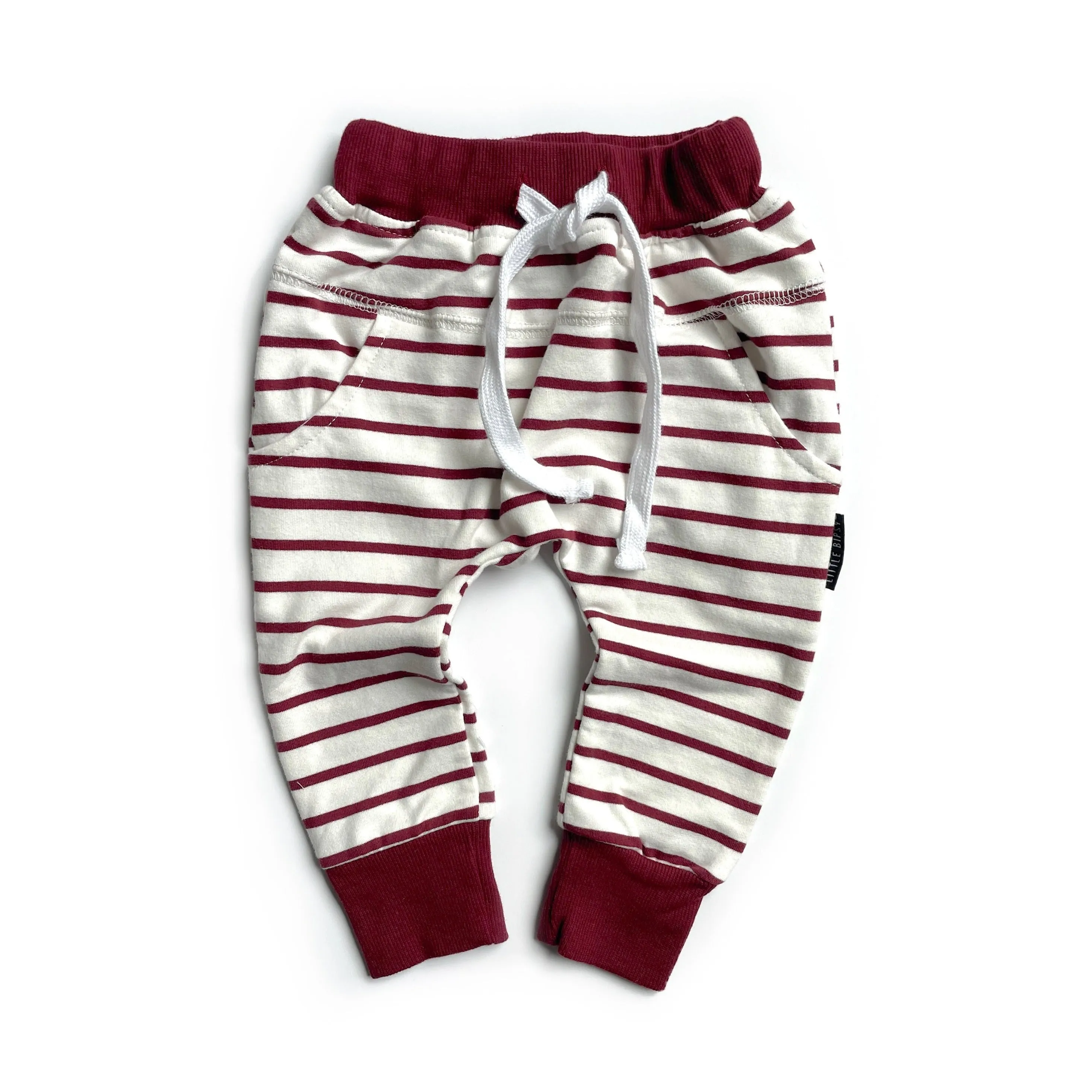 Little Bipsy Stripe Joggers - Cranberry