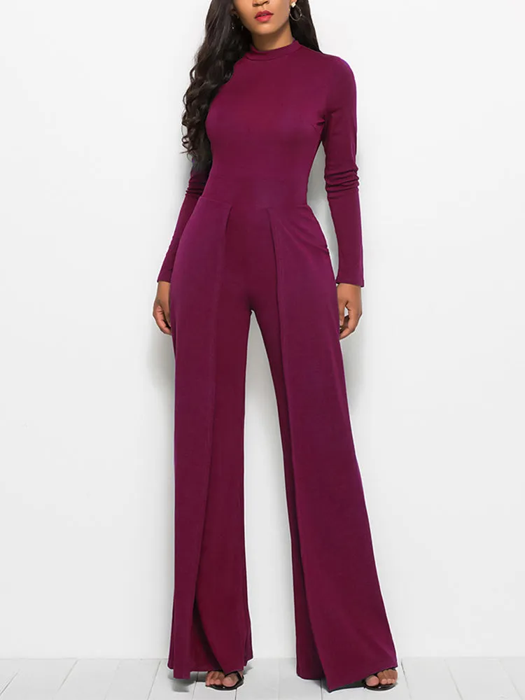 Long Sleeve Wide Leg Jumpsuit