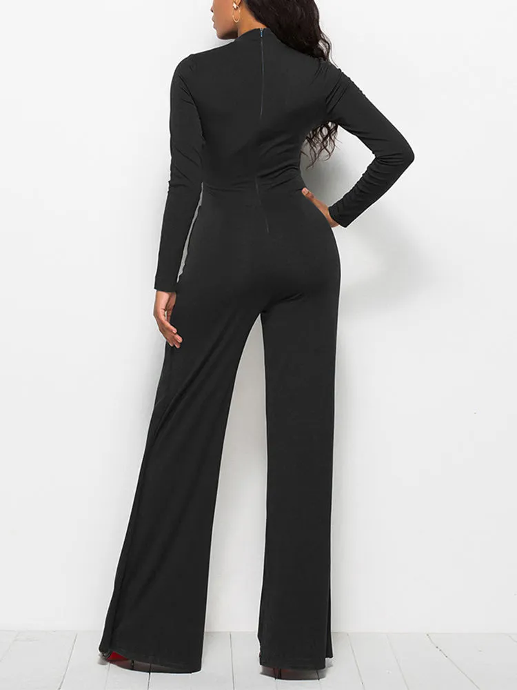 Long Sleeve Wide Leg Jumpsuit