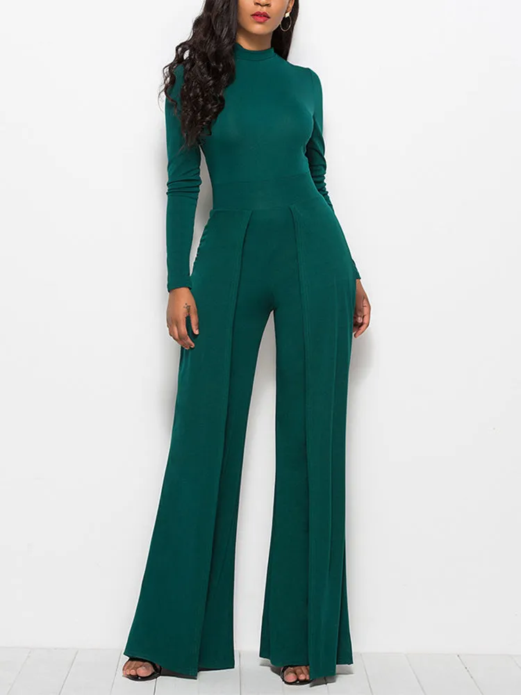 Long Sleeve Wide Leg Jumpsuit