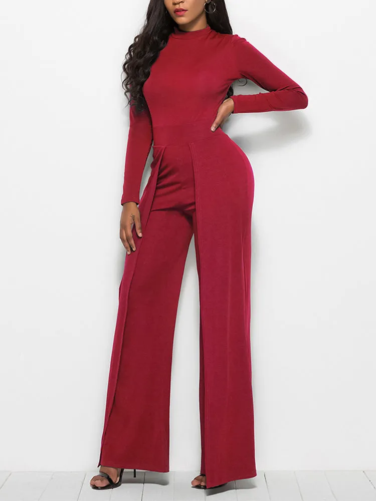 Long Sleeve Wide Leg Jumpsuit