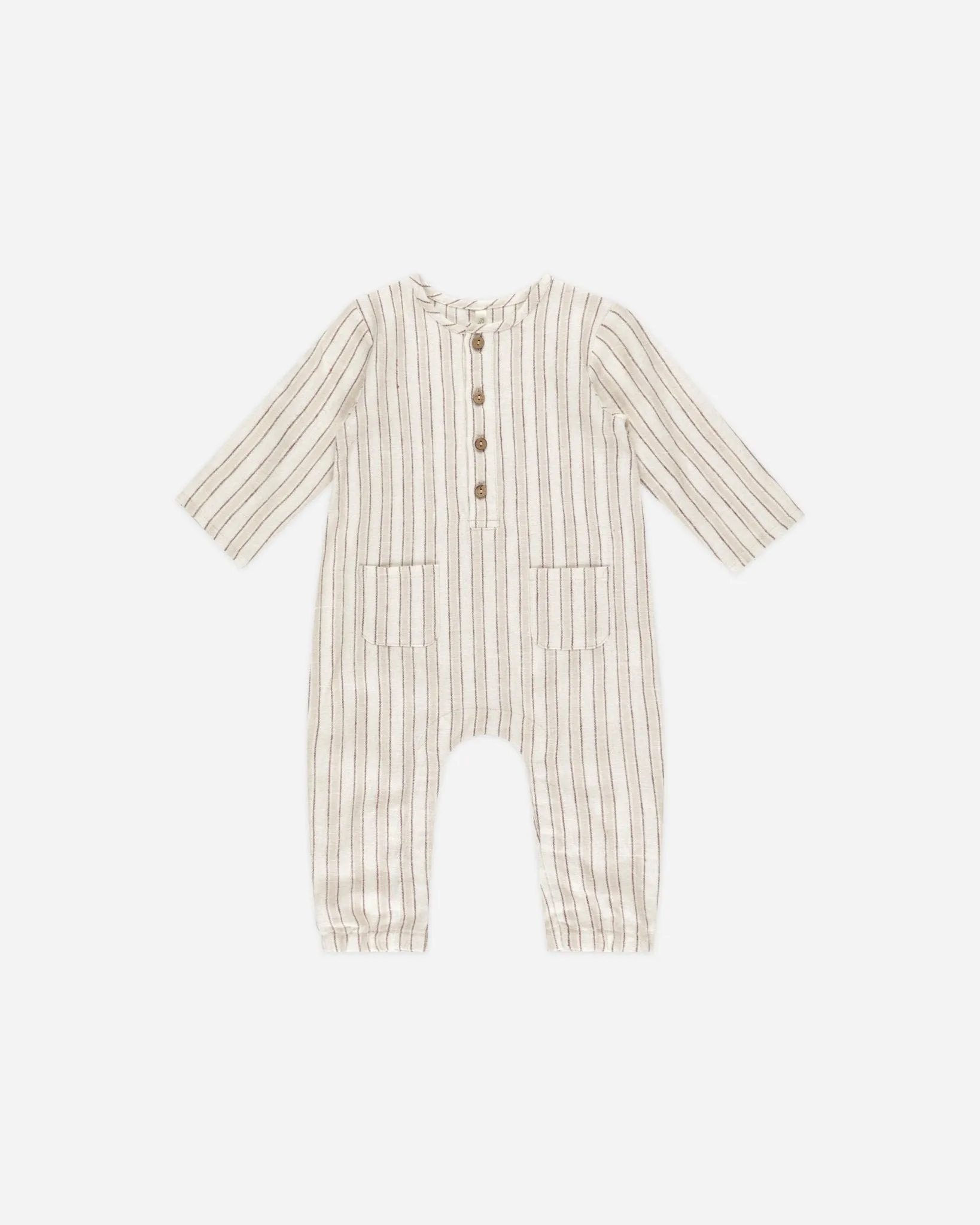 Long Sleeve Woven Jumpsuit || Stone Stripe