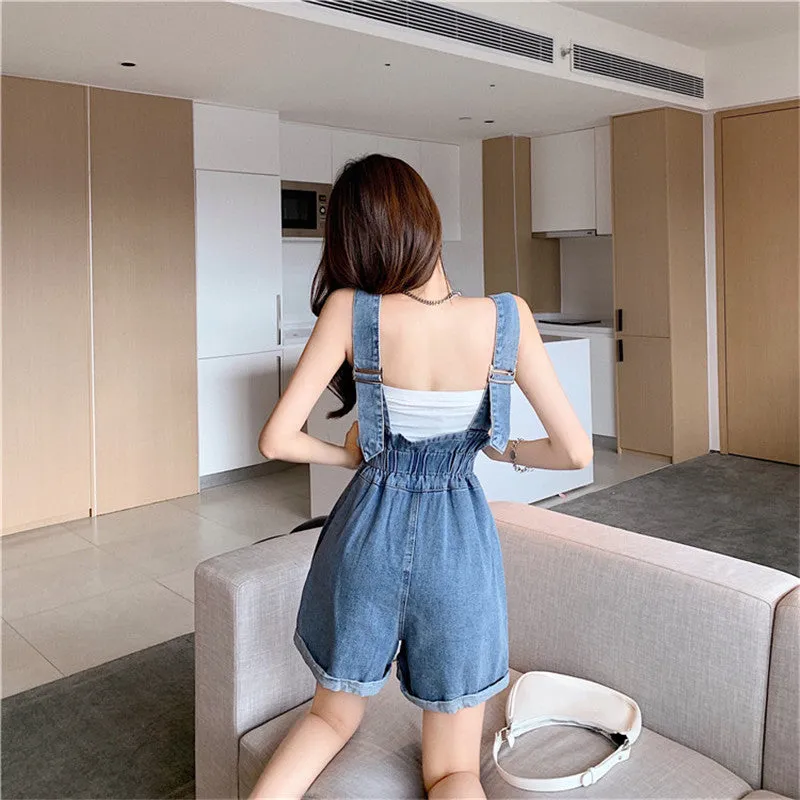 Loose Front Lace Tie Short Jumpsuits