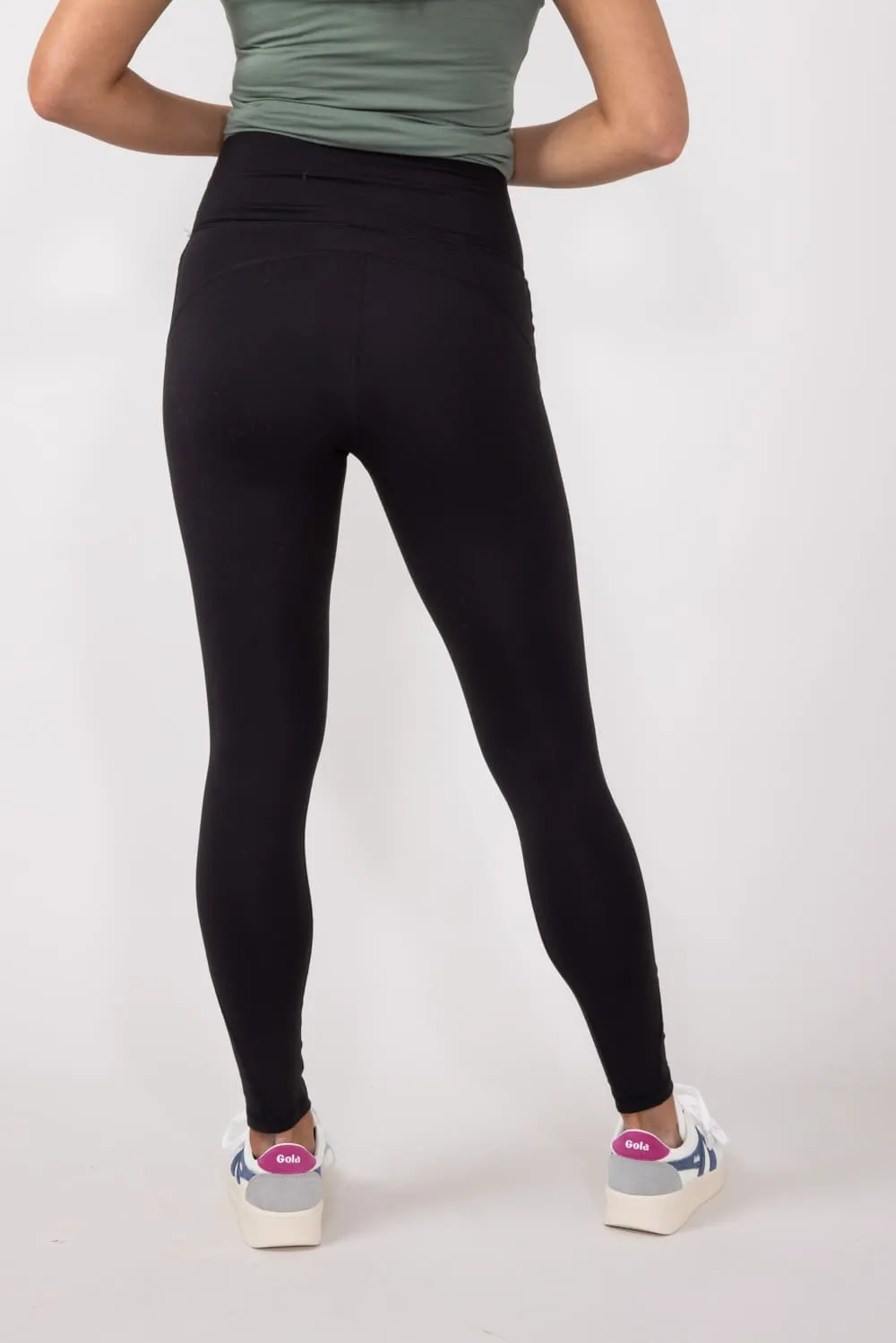 Love Tree Contour Pocket Leggings for Women in Black | 6942PN-BLACK
