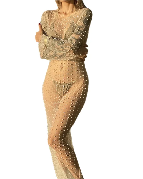 Lucy – Gauze Pearl Cover Up Dress for Women