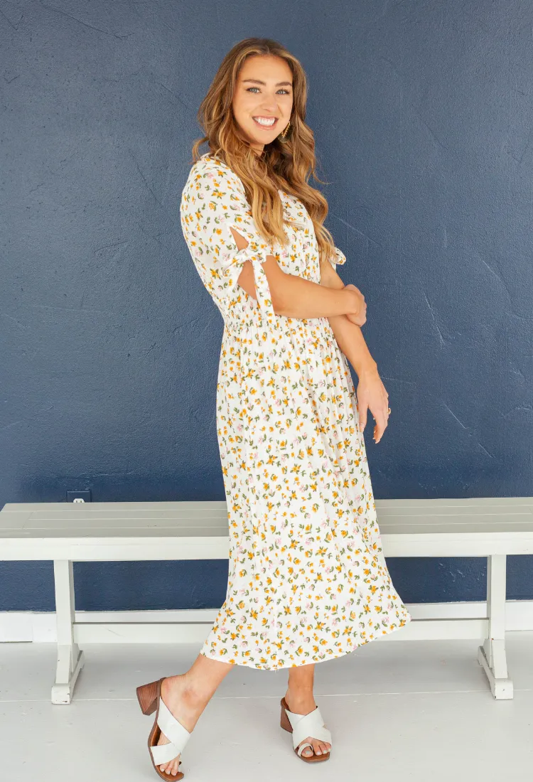 LuLu Floral Midi in Ivory