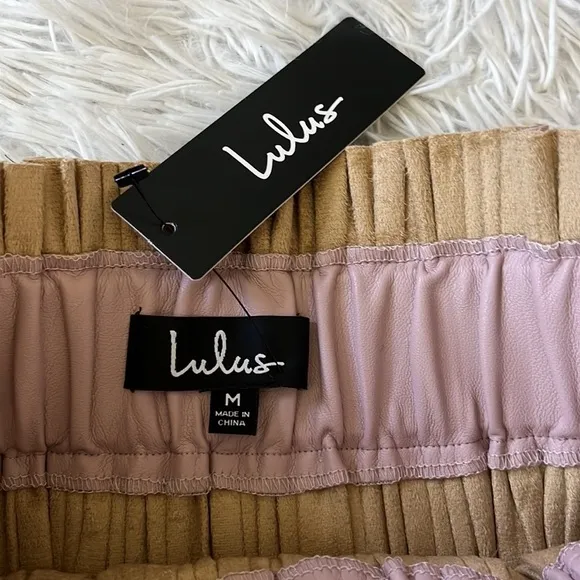 Lulus Women’s Lead the Pack Mauve/Salmon Pleated Vegan Leather Mini Skirt Medium