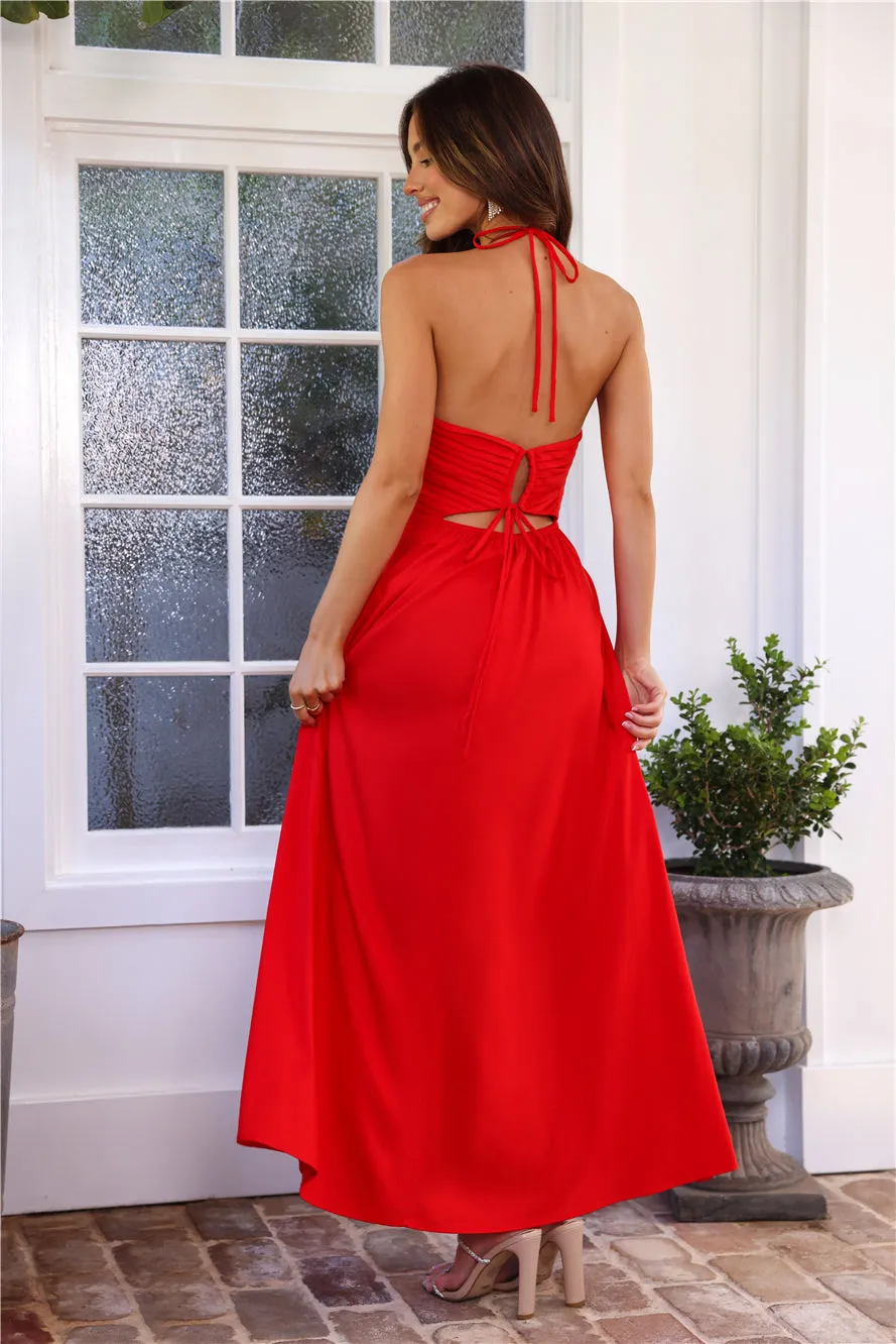Luxe Vacay Midi Dress Red